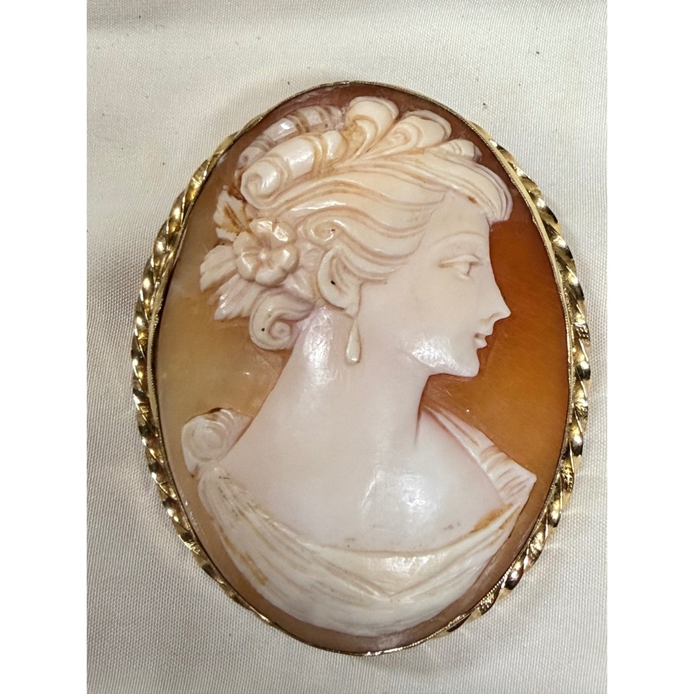 Cameo Brooch LG Cameo Brooch PendantGold Filled Carved Shell 2" 1/20 12K